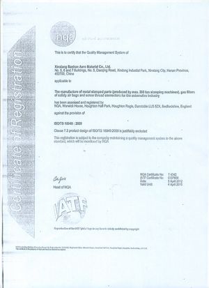 TS16949體系證書(英文)